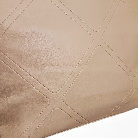 Cream Shoulder Carry-All Tote Bag with Contrast Black Accents, Silver Hardware - Picture 13 of 13